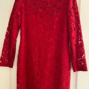 Red Midi Dantel/lace dress